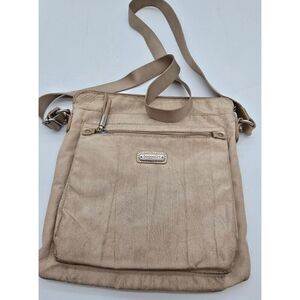 Baggallini Khaki Crossbody Bag With Adjustable Strap & Multiple Pockets